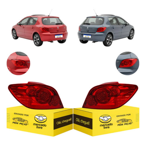 Par Lanterna Traseira Peugeot 307 Hatch 2007 08 09 A 2012 Ambos Lados