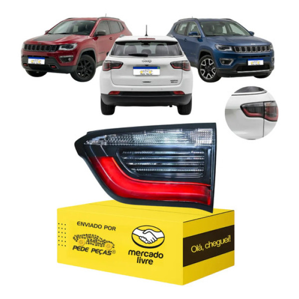 Lanterna Tampa Jeep Compass 2017 18 19 20 2021 C/led Direita Direito/passageiro Preto/vermelho/cristal
