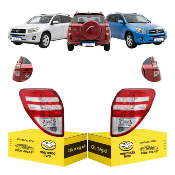 Par Lanterna Toyota Rav4 2009 2010 2011 2012 C/led Nova Ambos Lados Cristal
