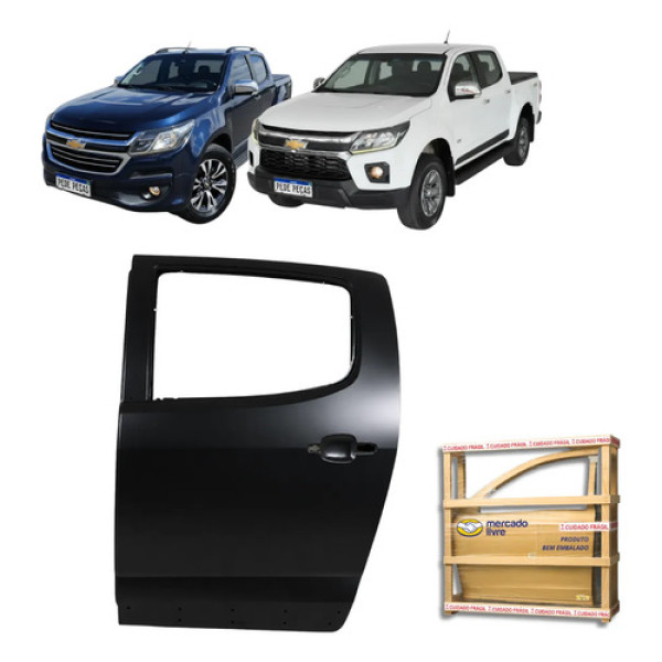 Porta Esquerda Traseira Gm S10 2012 A 18 19 20 21 22 23 2024 Traseira Esquerdo Preto Liso Para Pintura