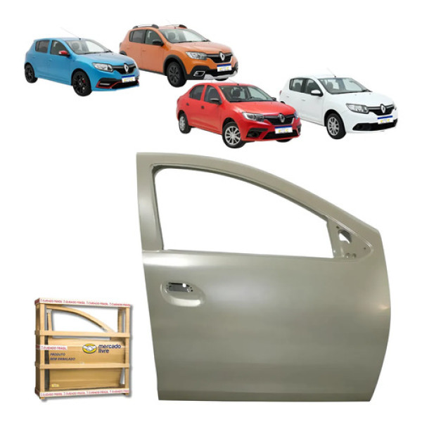 Porta Dianteira Renault Logan Sandero Stepway 2014 A 2024 Ld Dianteira Direito Cinza Para Pintura