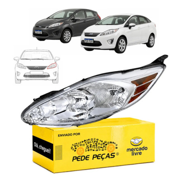 Farol Ford Fiesta 2011 2012 2013 Mexicano Se Le Esquerdo/motorista