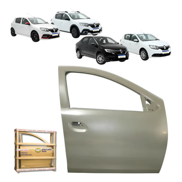 Porta Dianteira Renault Logan Sandero 2014 15 16 A 2024 Ld Dianteira Direito Cinza Para Pintura