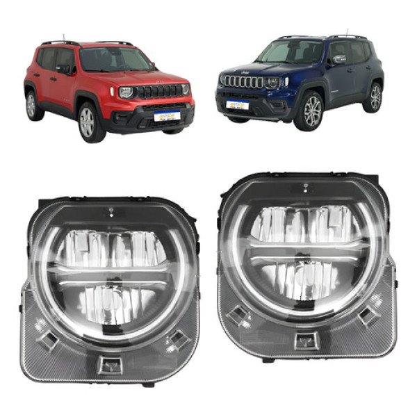 Farol Full Led Com Reator Renegade 2022 2023 A 2026 Par Jeep Ambos Lados