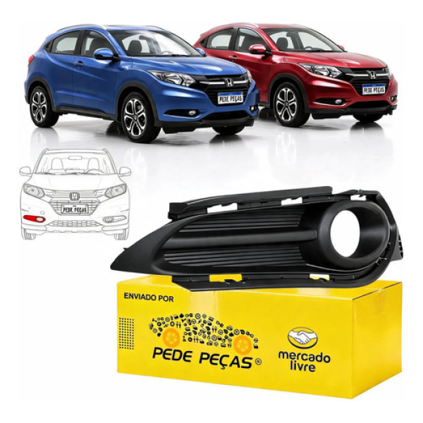 Moldura Milha Honda Hr-v 2015 A 2018 Ex, Exl, Lx C/furo Ld Preto Direito