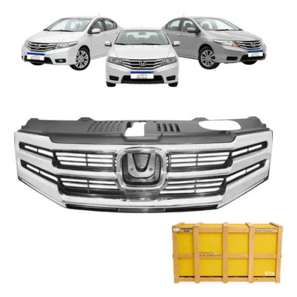 Grade Central Honda City 2013 2014 Cromado Cromado
