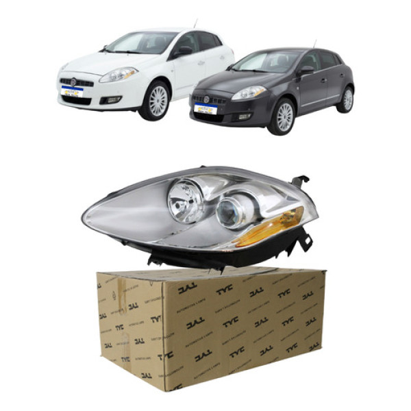 Farol Esquerdo Fiat Bravo 2011 A 2016 Foco Duplo Elétrico Esquerdo/motorista
