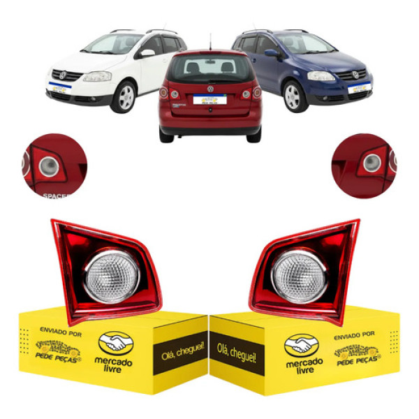 Par Lanterna Tampa Malas Spacefox 2006 07 08 09 2010 Cristal Ambos Lados Vermelho Cristal