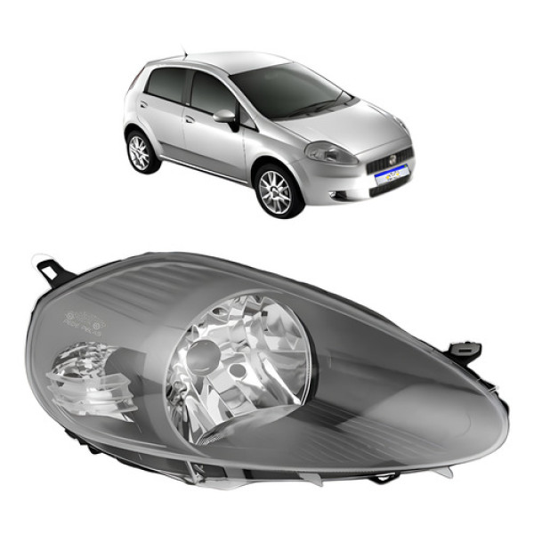 Farol Fiat Punto 2007 2008 2009 2010 A 2012 Mascara Cinza Ld Direito/passageiro