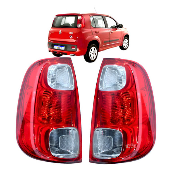 Par Lanterna Fiat Uno Vivace 2010 2011 2012 A 2016 Cristal Ambos Lados Vermelho
