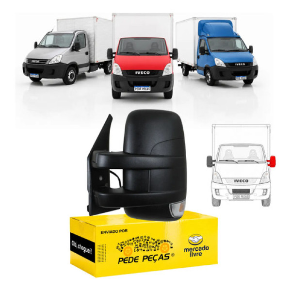 Retrovisor Iveco Daily 2008 09 A 2019 Braço Curto 9 Fios Le