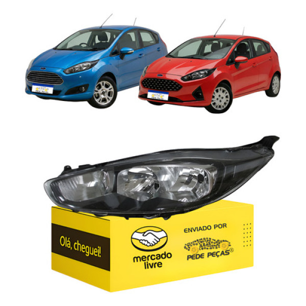 Farol Fiesta 2014 2015 2016 2017 2018 2019 Esquerdo M Negra Esquerdo/motorista