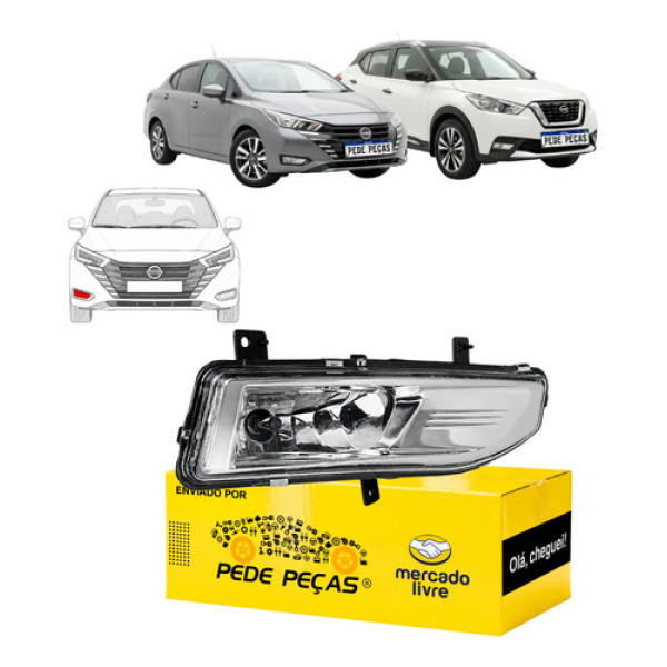 Farol De Milha Direito Kicks 2017 A 2021 Versa 22 A 2026 Cristal/ Direito Passageiro