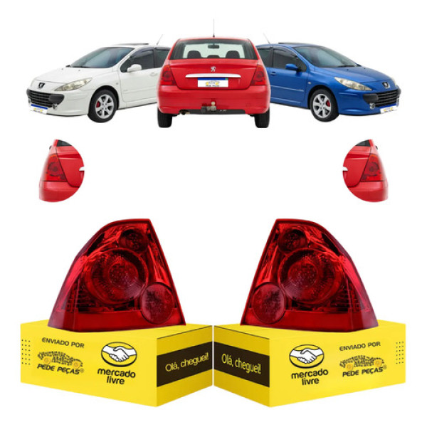 Par Lanterna Sinaleira Peugeot 307 Sedan 2007 08 09 A 2012 Ambos Lados Vermelho