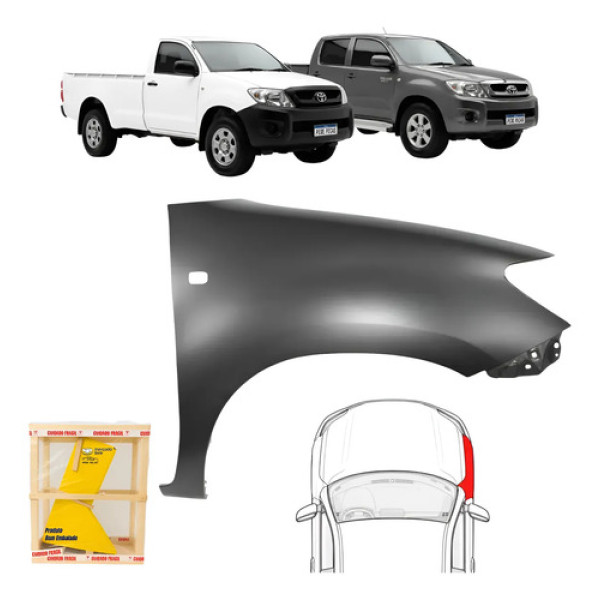 Paralama Direito Hilux 2006 07 08 09 10 2011 S/furo Moldura