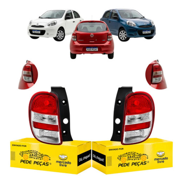 Par Sinaleira Traseira Nissan March 2011 A 2014 S Sv Ambos Lados Vermelho