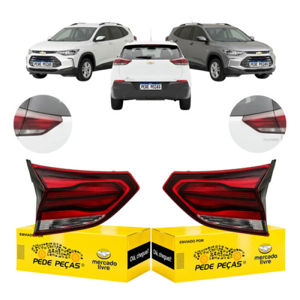 Par Lanterna Tampa Chevrolet Tracker 2020 21 22 A 2025 S/led Ambos Lados Vermelho Cristal