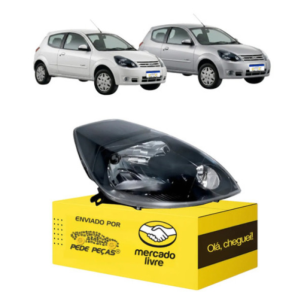 Farol Ford Ka 2008 2009 2010 2011 2012 2013 Novo Masc. Negra