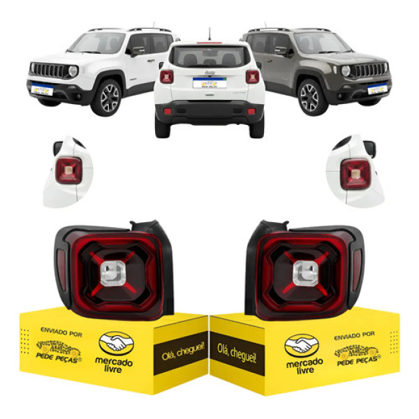 Par Lanterna Traseira Jeep Renegade 2020 2021 Com Led Ambos Lados