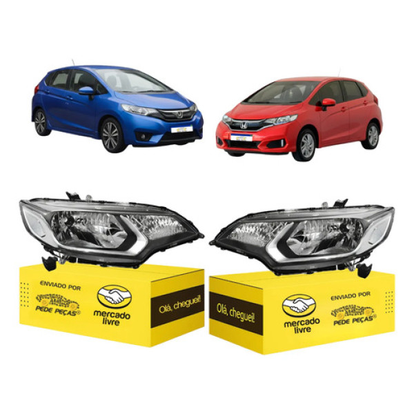 Par Farol Sinaleira Honda Fit 2015 A 2021 Dx Lx Personal Ambos Lados Transparente/cromado