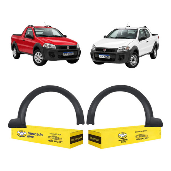 Par Moldura Paralama Fiat Strada Working 2014 A 2020 Preto