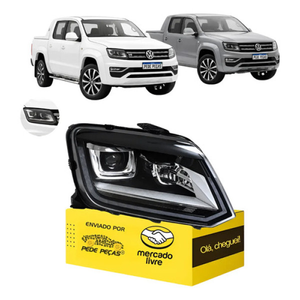 Farol Amarok V6 2017 2018 2019 A 2023 C/led C/ Projetor Ld Direito/passageiro