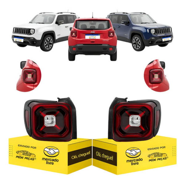 Par Sinaleira Traseira Jeep Renegade 2020 2021 Com Led Ambos Lados