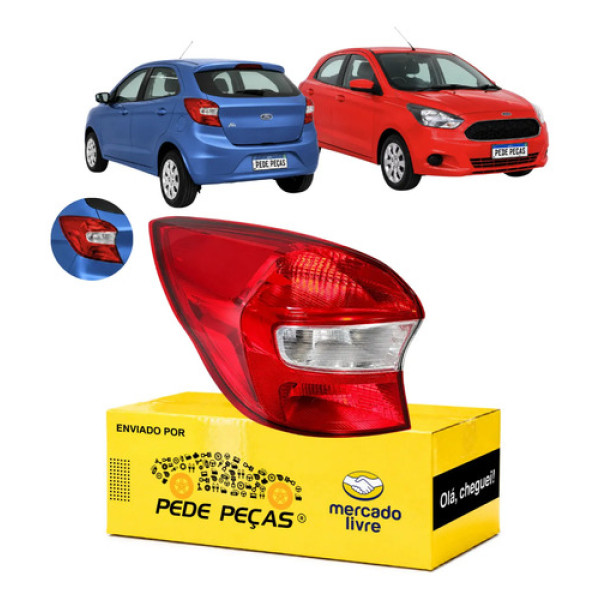 Lanterna Sinaleira Ford Ka Hatch Se Sel 2015 A 2018 Novo Le Esquerdo/motorista Vermelho