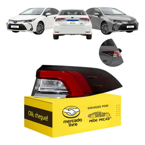 Sinaleira Traseira Corolla 2020 A 2026 Canto C/led Ld Direito/passageiro Vermelho