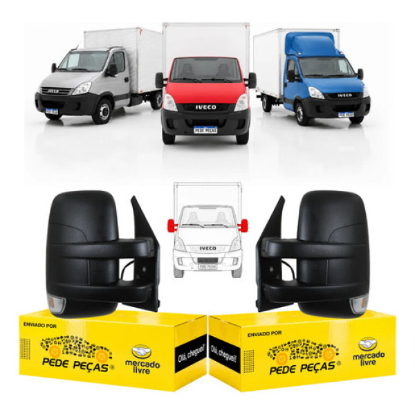 Par Retrovisor Iveco Daily 2008 09 A 2019 9 Fios Braço Curto