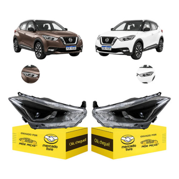 Par Farol Nissan Kicks 2017 A 2021 C/led C/projetor Elétrico Ambos Lados
