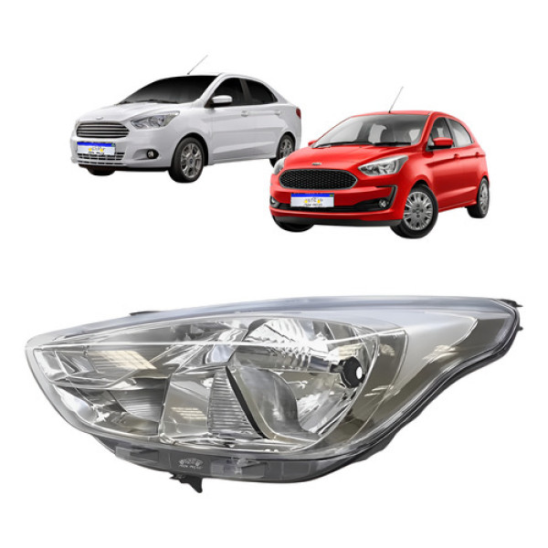 Farol Ford Ka 2019 2020 2021 Cromado Novo Lado Esquerdo Esquerdo/motorista