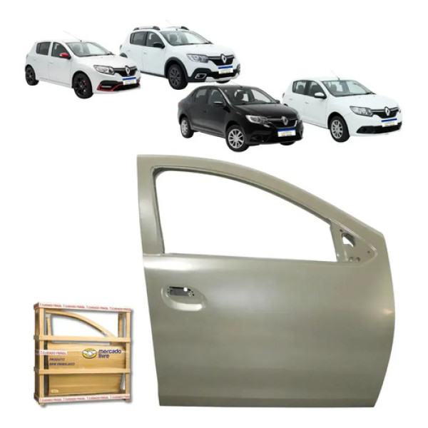 Porta Dianteira Logan Sandero Stepway 2014 15 16 A 2024 Ld Dianteira Direito Cinza Para Pintura