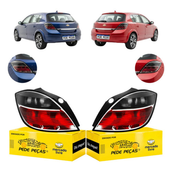 Par Lanterna Traseira Vectra Hatch Gt Gtx 2008 A 2011 Ambos Lados Vermelho