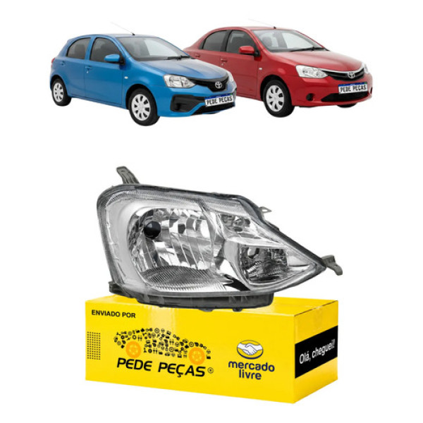 Farol Sinaleira Etios 2013 A 2018 Cromado Carcaça Cinza Ld Direito/passageiro