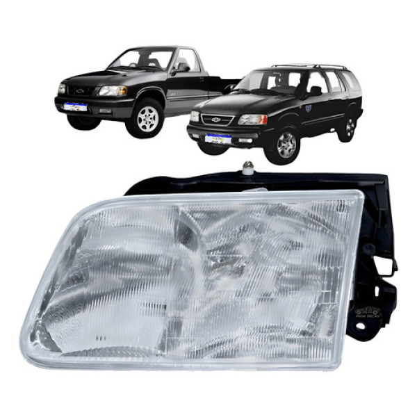 Farol S10 Blazer Std Dlx Executive 1995 A 2000 Cromado Le Esquerdo/motorista