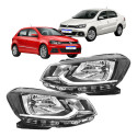 Par Farol Vw Gol Voyage G7 2017 2018 Friso Cromado Direito