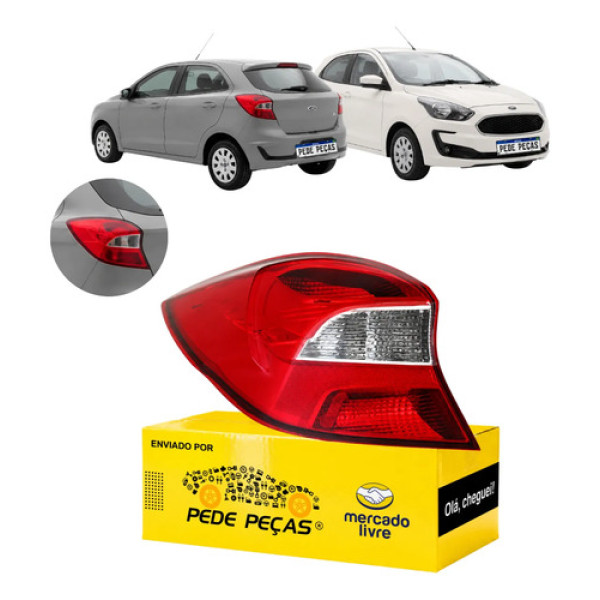 Lanterna Traseira Ford Ka Hatch 2019 2020 2021 Cristal Le Esquerdo/motorista Vermelho Cristal