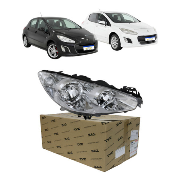 Farol Foco Duplo Peugeot 308 2011 A 2015 Mascara Cromada Ld Direito/passageiro