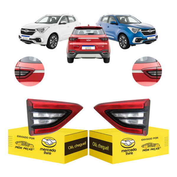 Par Sinaleira Lanterna Tampa Tiggo 5x 2019 2020 C/led Ambos Lados Vermelho
