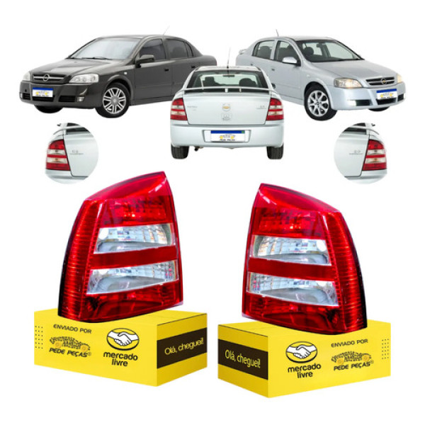 Par Lanterna Gm Astra Sedan 2003 04 05 06 07 08 09 10 2011 Ambos Lados Vermelho Cristal