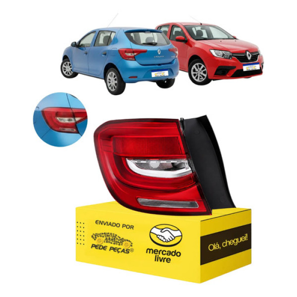 Lanterna Renault Sandero 2020 2021 2022 Canto C/led L.e Esquerdo/motorista Cristal