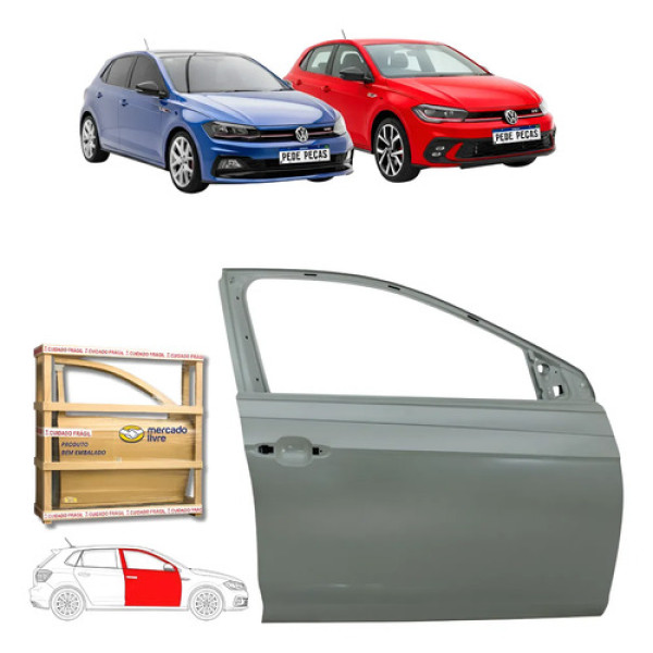 Porta Dianteira Vw Polo Gts 2017 18 19 20 21 22 A 2026 Ld Dianteira Direito Cinza Para Pintura