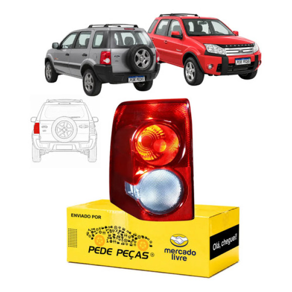 Lanterna Traseira Ford Ecosport 2008 2009 2010 A 2012 Le Esquerdo/motorista Vermelho