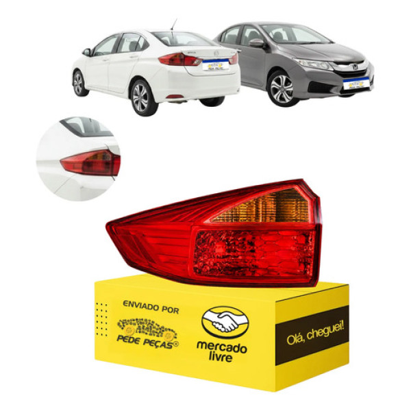 Sinaleira Traseira Canto Esquerdo Honda City 2015 2016 2017 Esquerdo/motorista Vermelho Âmbar