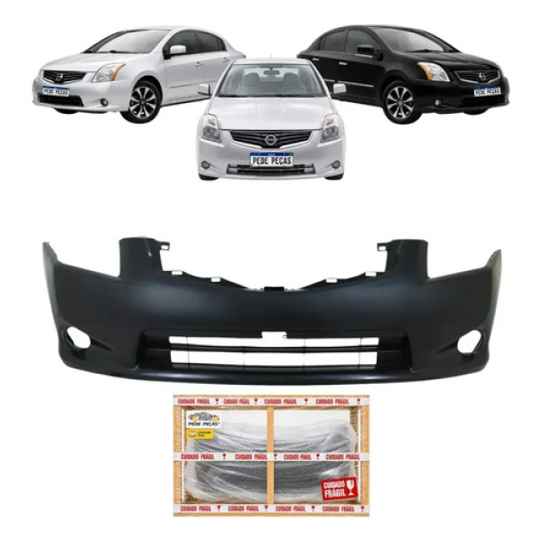Parachoque Dianteiro Nissan Sentra 2010 2011 2012 S Sl Sr Preto Liso Para Pintura
