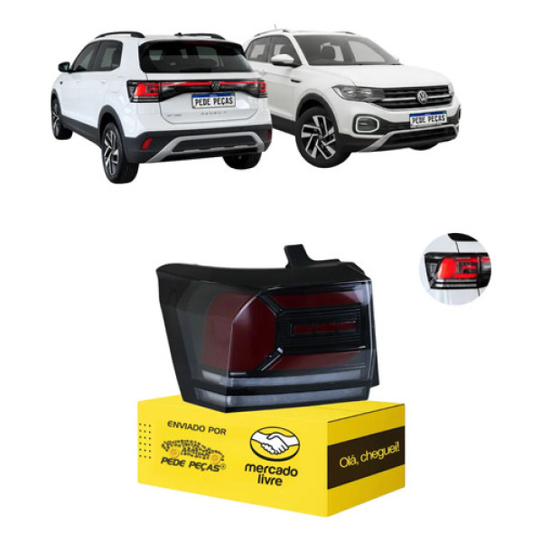 Lanterna Traseira Esquerda Vw T-cross 2025 2026 2027 Com Led Esquerdo/motorista Vermelho