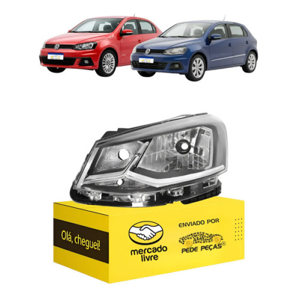 Farol Volkswagen Gol Voyage G7 2017 2018 Friso Cromado Le Esquerdo/motorista