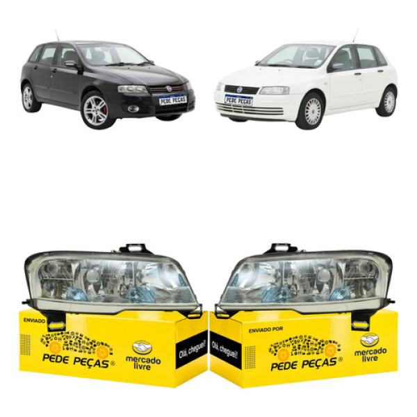 Par Sinaleira Stilo 2003 04 A 2007 S/auxiliar Plug Quadrado Ambos Lados