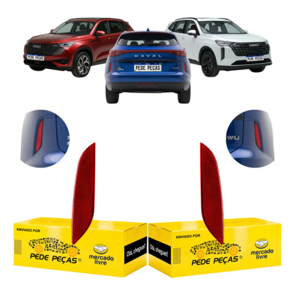 Par Refletor Parachoque Gwm Haval H6 2023 24 25 26 2027 Vermelho